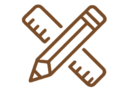 Icon of a pencil and ruler crossed together, representing custom furniture design and precision joinery.